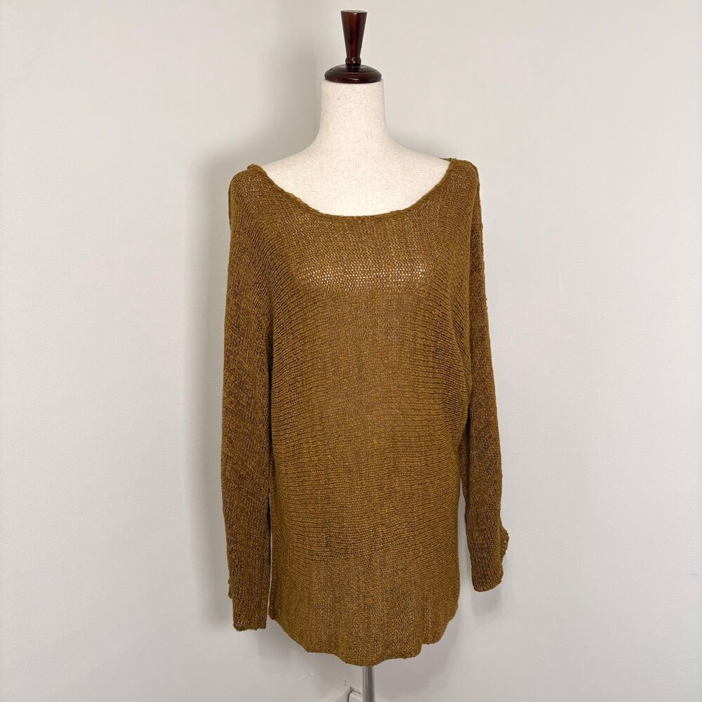 Free People Beach Open Knit Oversized Brown Sweater Sz M - Picture 1 of 5